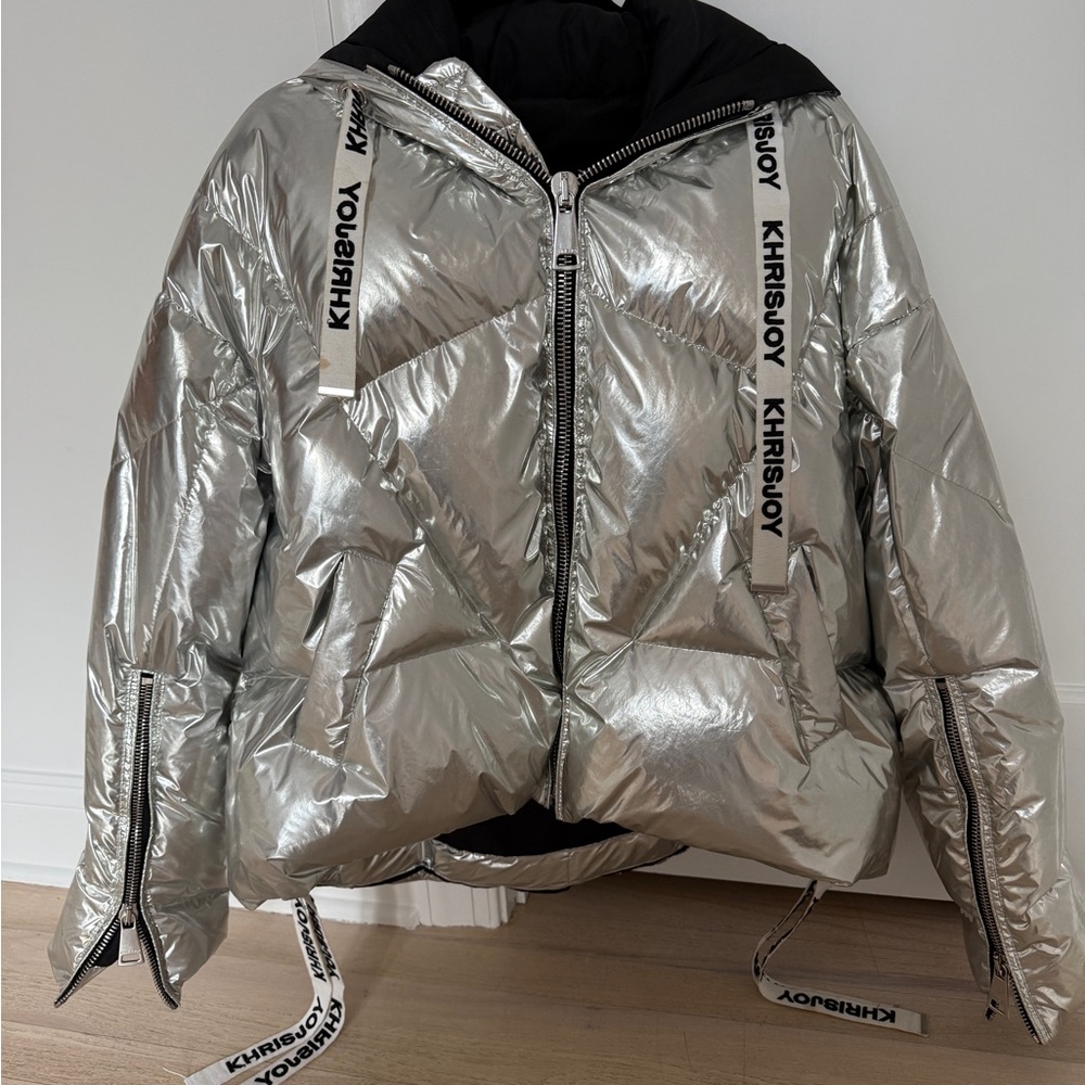 Khrisjoy Silver Metallic Puffer Jacket